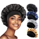 Women’s Satin Solid Bonnets Wide-brimmed Night Sleeping Bathing Hat Unisex Head Wrap Elastic Band Cap Hair Care Bonnet